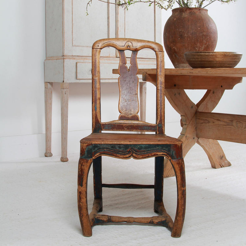 Charming Period Swedish 18th Century Rococo Side Chair in Original Patina