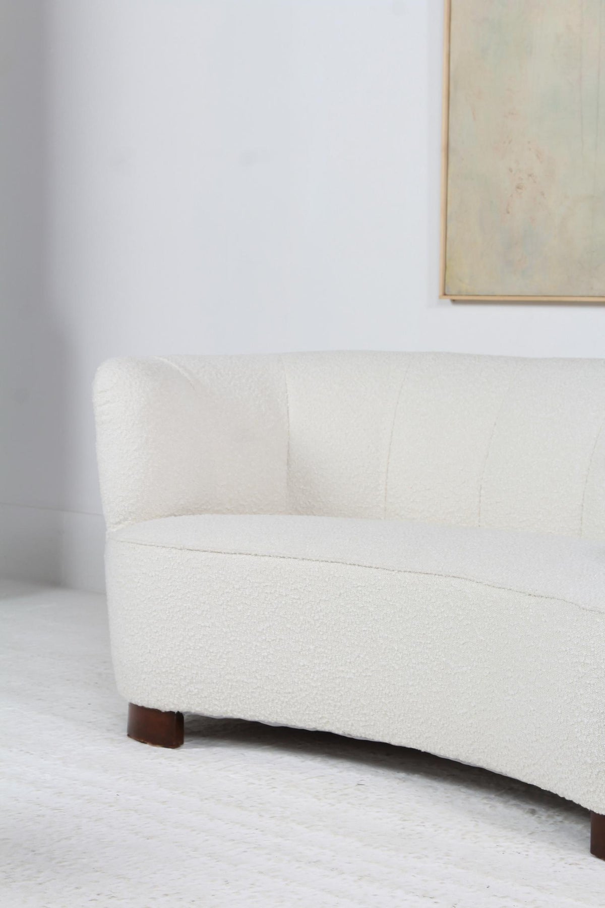 Danish Two Seater Curved Banana  Sofa in Boucle