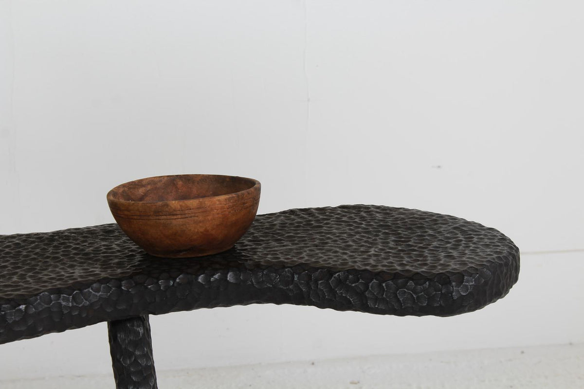 Mature Oak Textured  & Shapely Oriental Inspired  Decorated Burnt wood  Coffee Table/Bench.Please Enquire