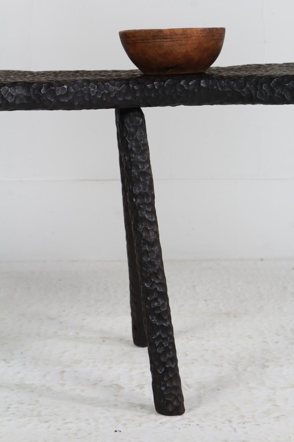 Mature Oak Textured  & Shapely Oriental Inspired  Decorated Burnt wood  Coffee Table/Bench.Please Enquire