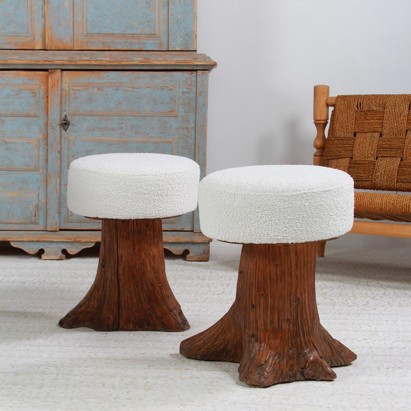 UNIQUE GNARLY ELM ORGANIC TREE STUMP ROOT STOOLS IN BOUCLE