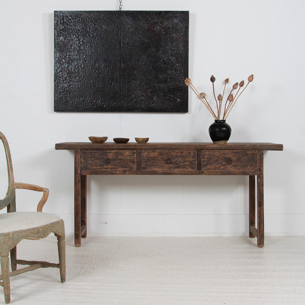 Primitive wood store console table