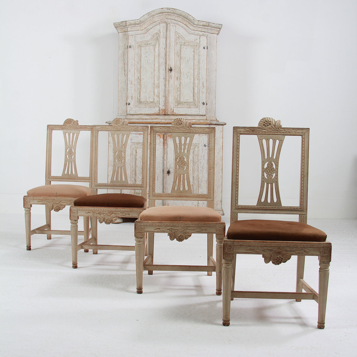 Set of Four 19thC Swedish Late Gustavian Lindome Dining Chairs