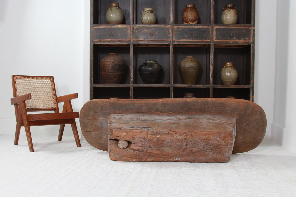 Early 20thC Tribal Naga Grain Grinding Coffee Table