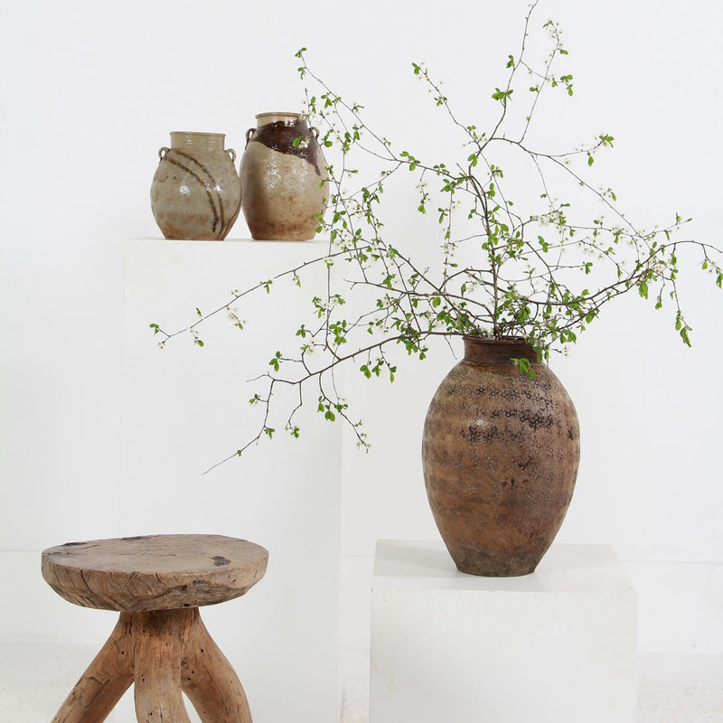 Beautifully Imperfect Textured Floral Motif Oriental Preserve Jars