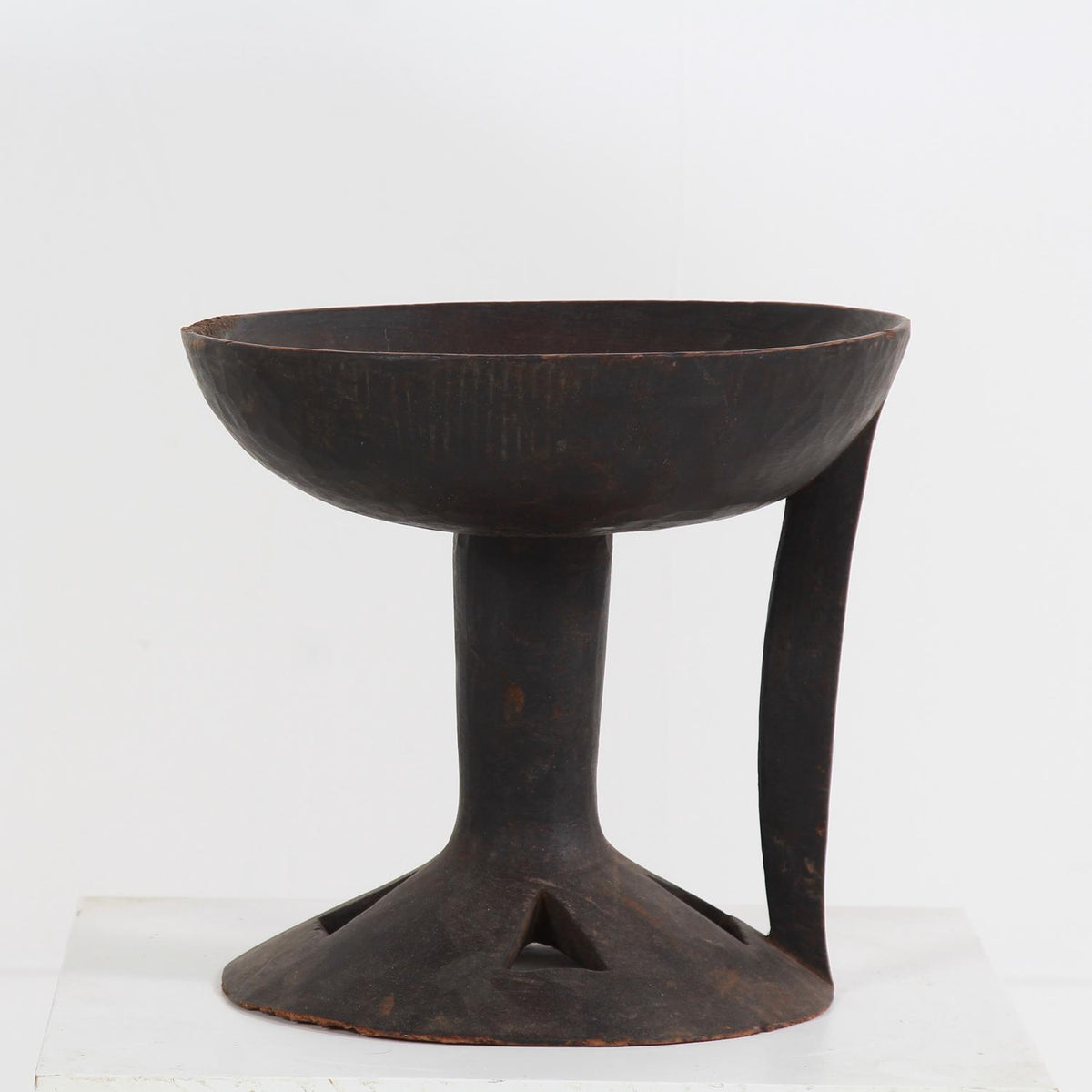 Antique Nagaland  Tribal Carved Wooden Bowl Pedestal Tazzas