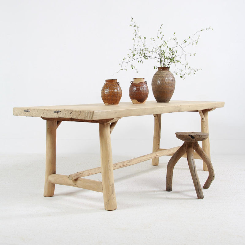 EXCEPTIONAL PINE SLAB  LIVE EDGE COUNTRY DINING TABLE