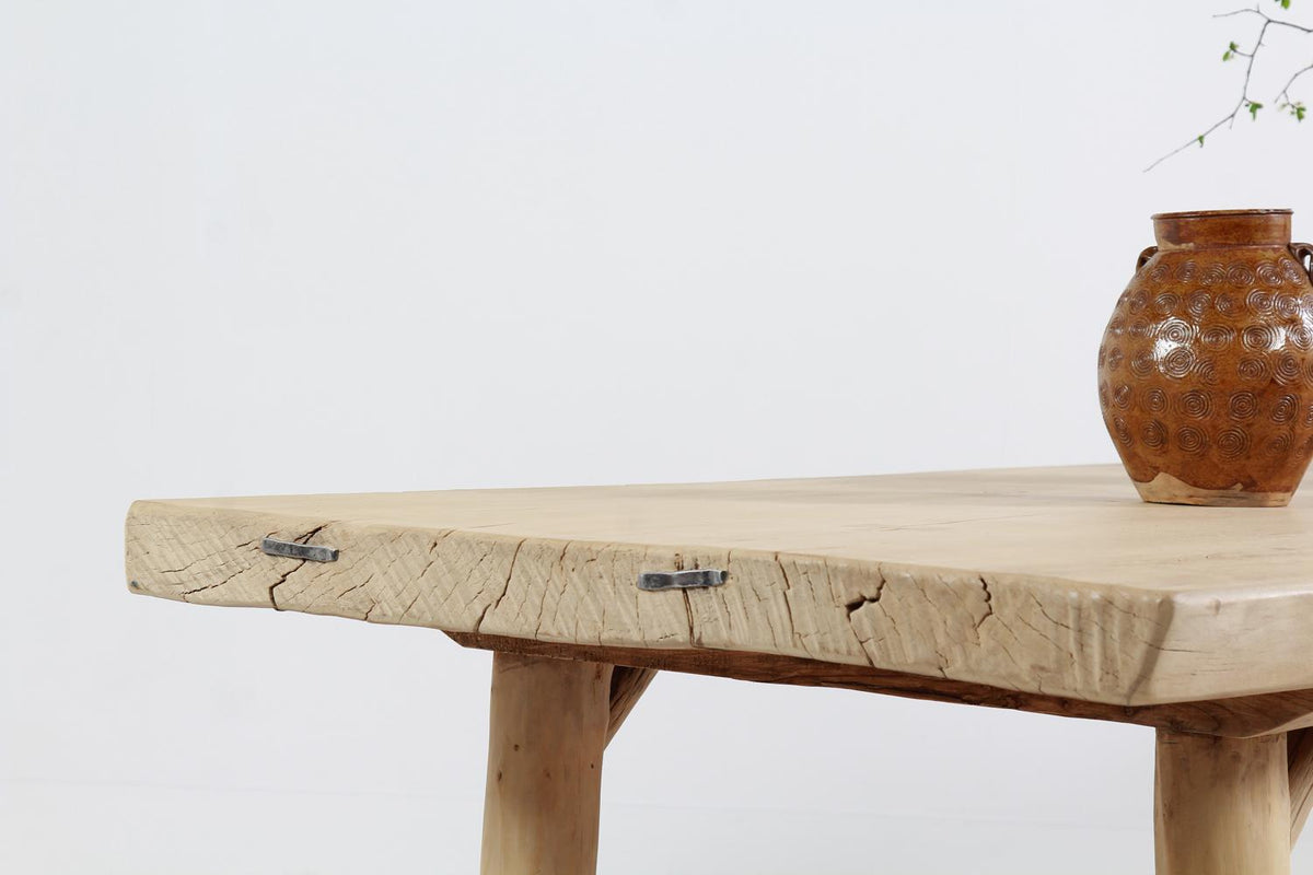 EXCEPTIONAL PINE SLAB  LIVE EDGE COUNTRY DINING TABLE