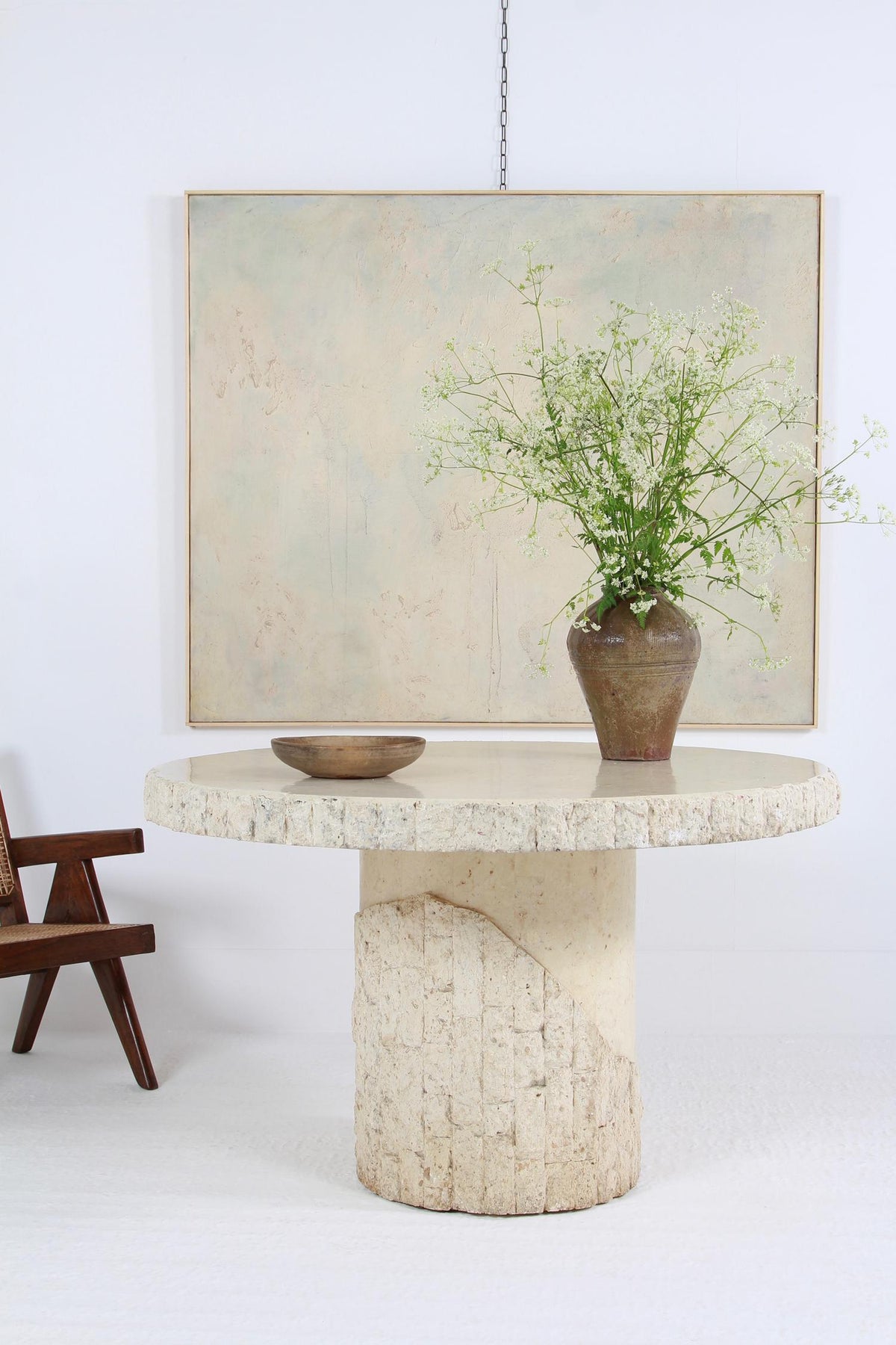 Impressive Vintage Stone Effect Carved Pedestal Centre /Dining Table