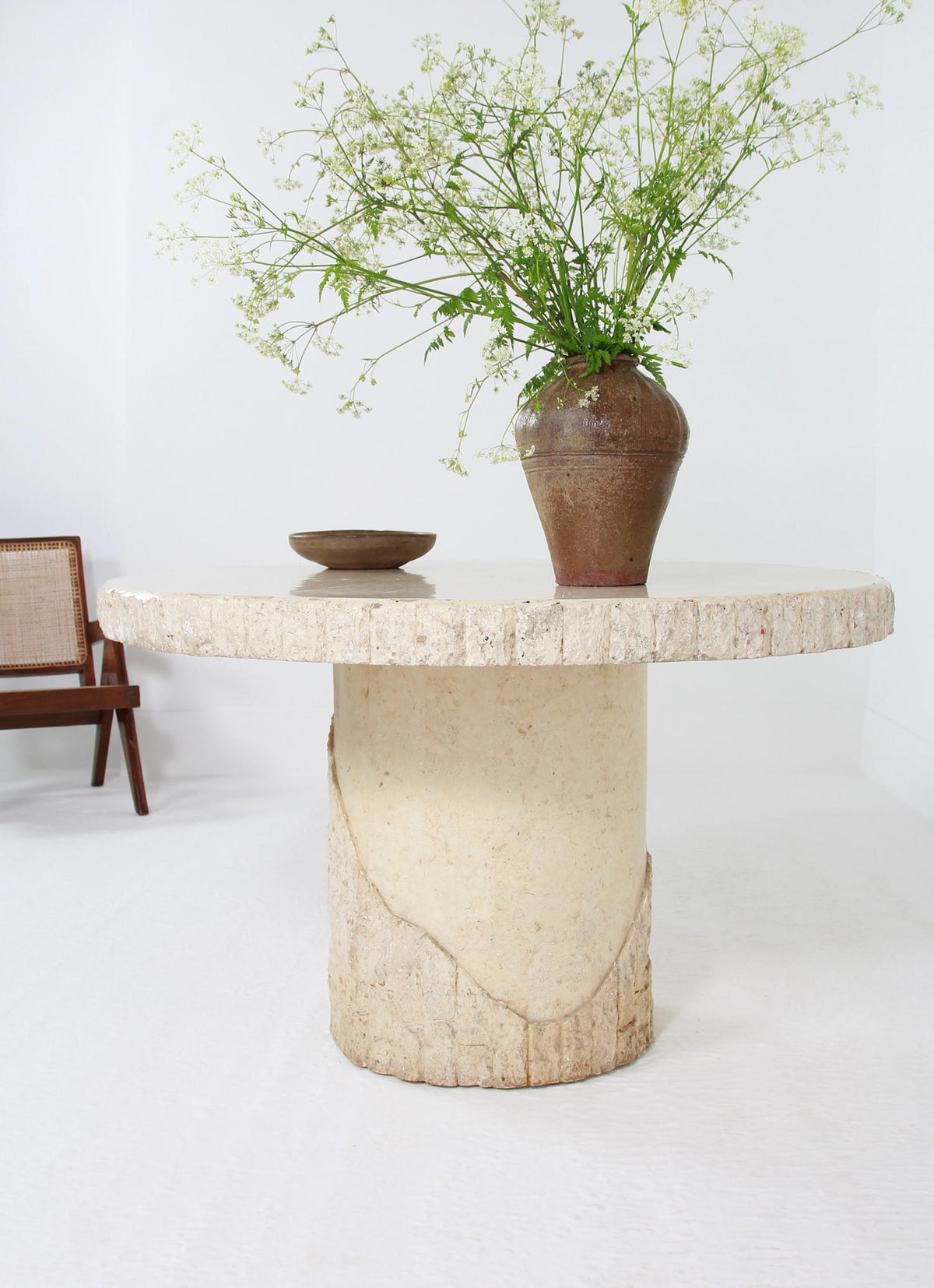 Impressive Vintage Stone Effect Carved Pedestal Centre /Dining Table