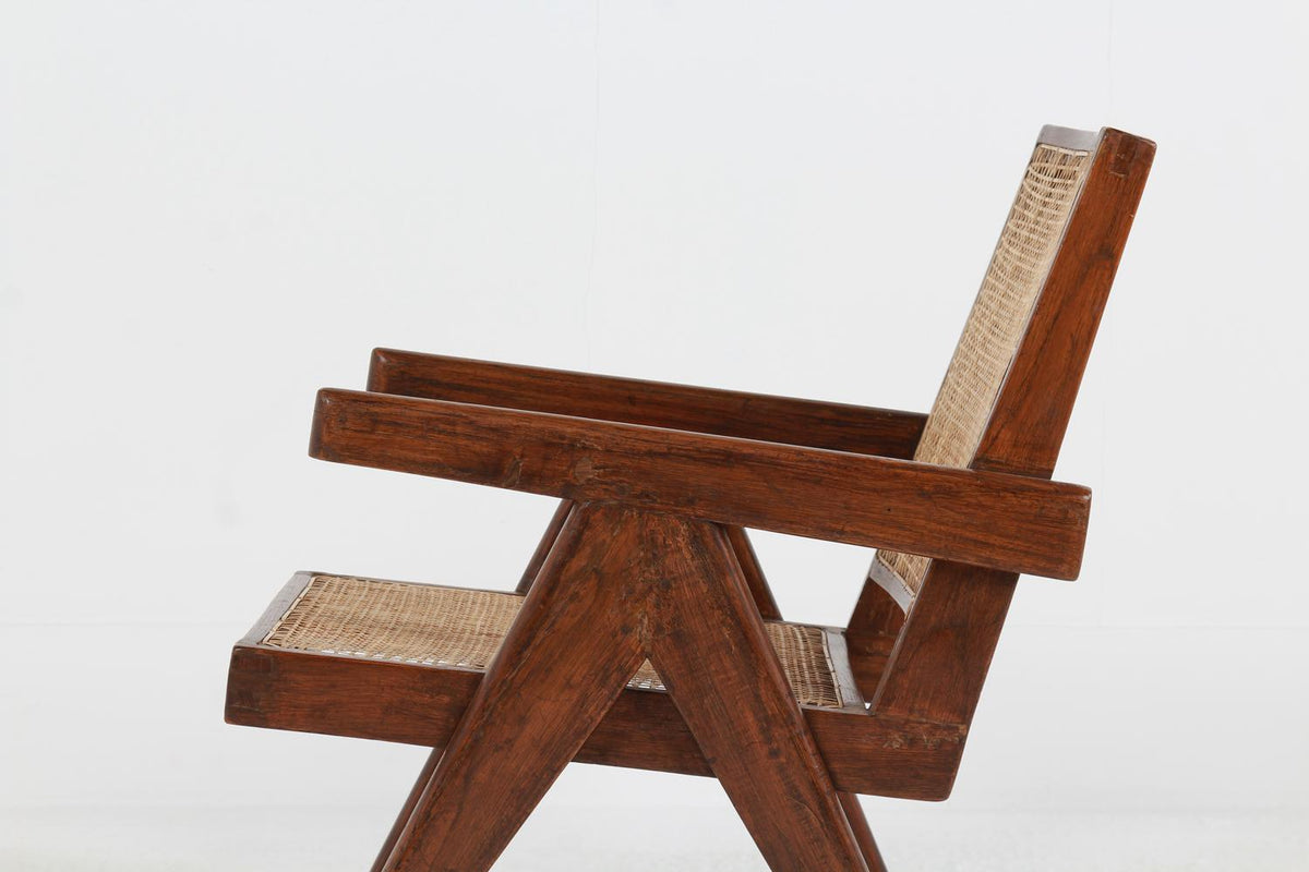 PIERRE JEANNERET MID-CENTURY LOW EASY CHAIR IN TEAK