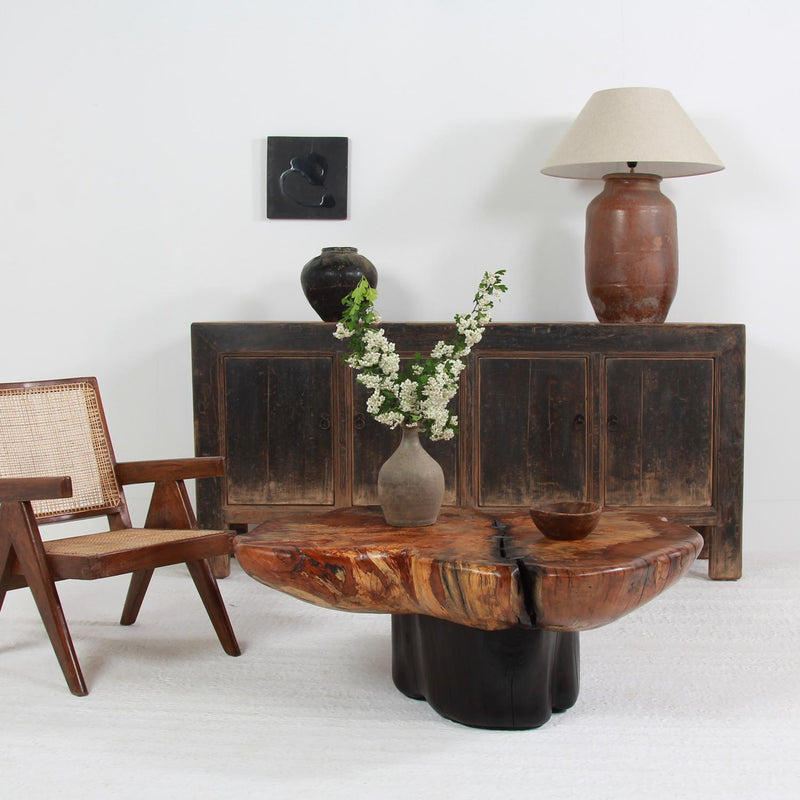UNIQUE EXPRESSIVE SCULPTURAL CRAFTSMAN   BEECH  & CYPRESS  PEBBLE COFFEE TABLE  .PRICE ON REQUEST