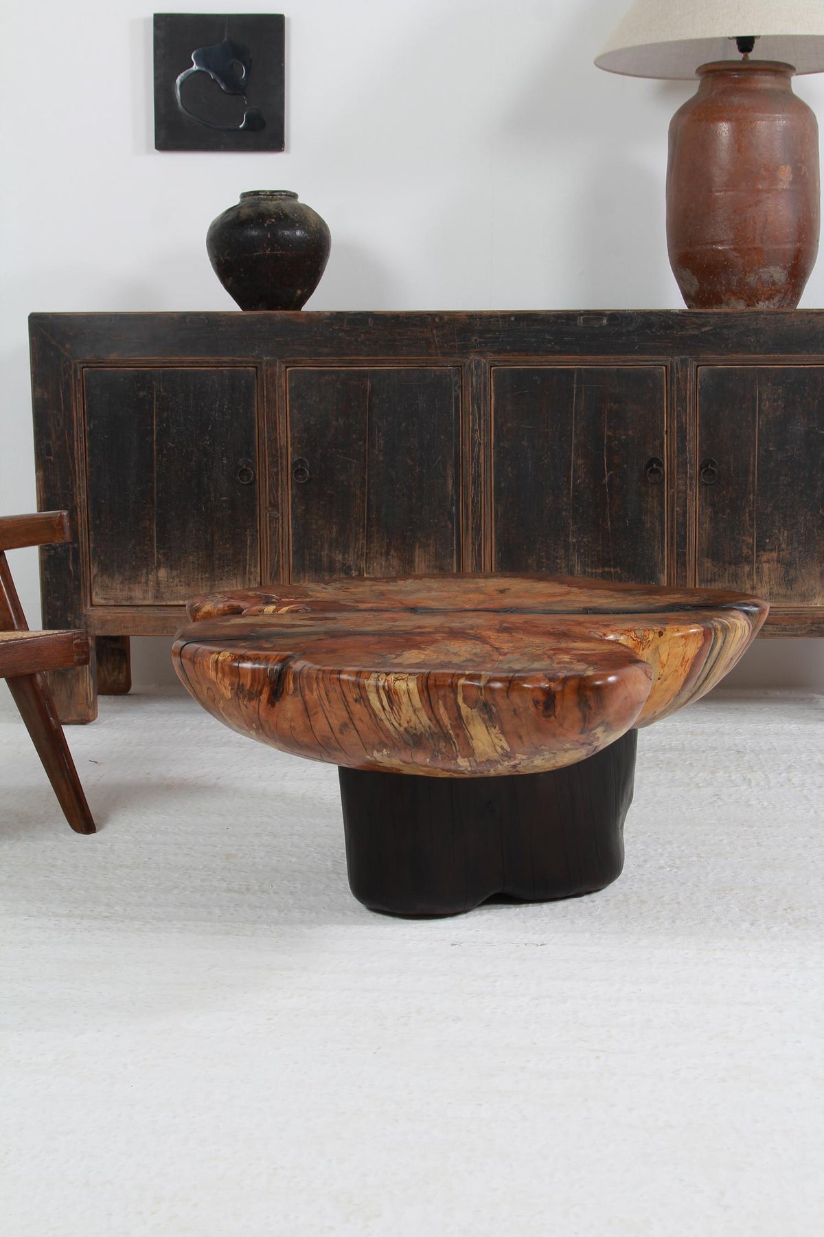 UNIQUE EXPRESSIVE SCULPTURAL CRAFTSMAN   BEECH  & CYPRESS  PEBBLE COFFEE TABLE  .PRICE ON REQUEST