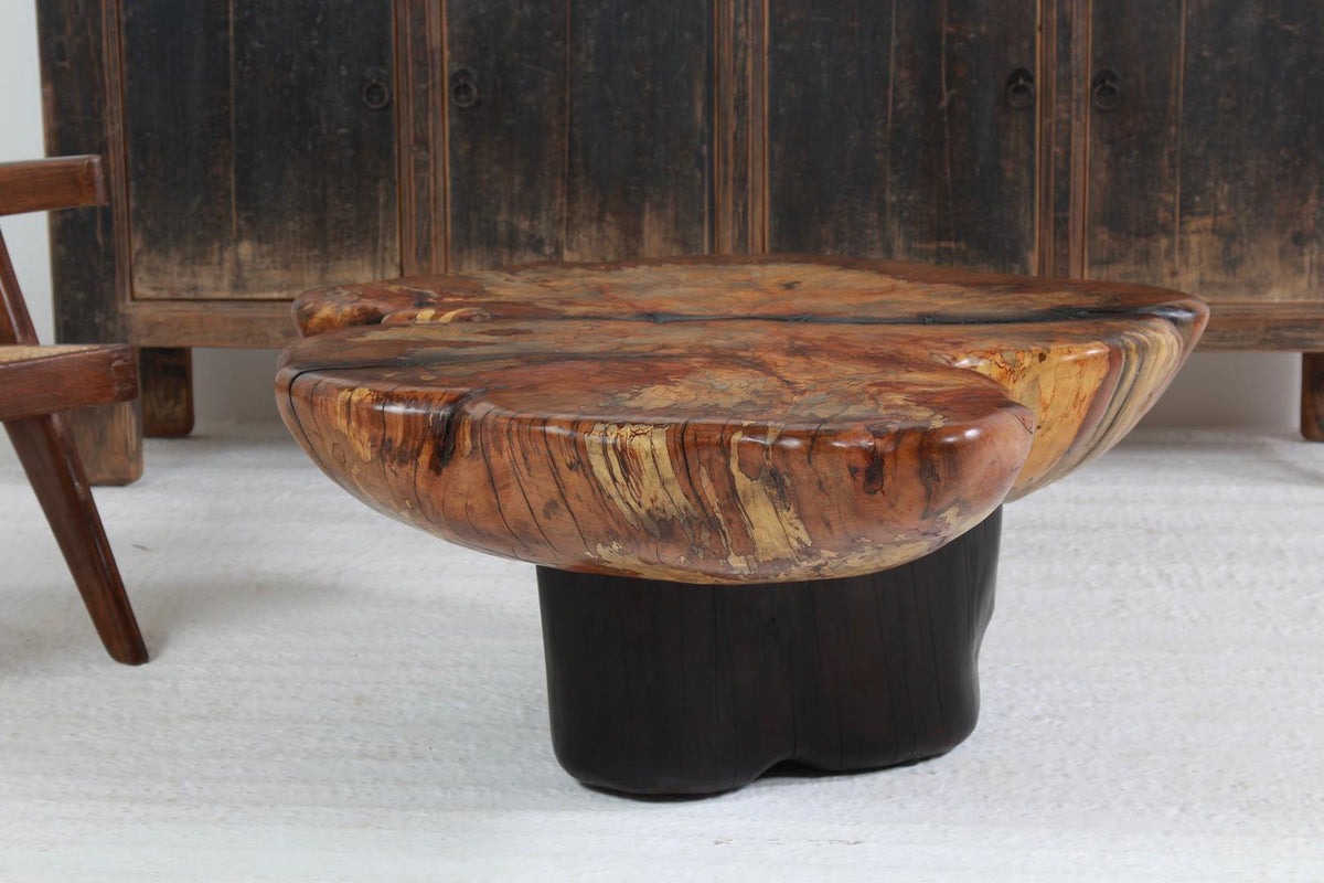 UNIQUE EXPRESSIVE SCULPTURAL CRAFTSMAN   BEECH  & CYPRESS  PEBBLE COFFEE TABLE  .PRICE ON REQUEST
