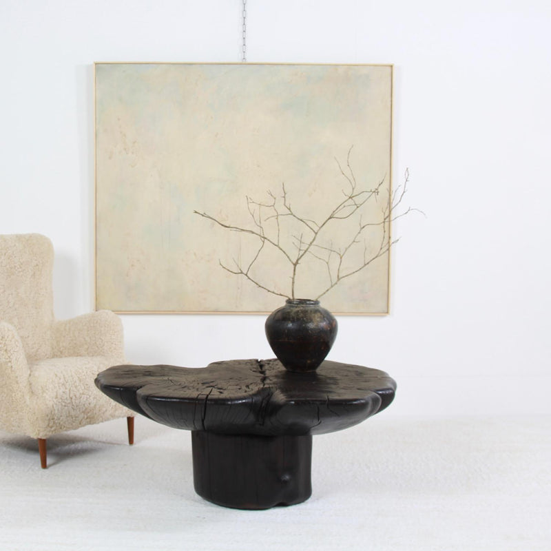 IMPRESSIVE FREE-FORM SCULPTURAL CRAFTSMAN  SUGI BAN BEECH PEBBLE COFFEE TABLE.PRICE ON REQUEST