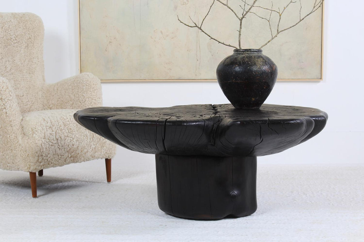 IMPRESSIVE FREE-FORM SCULPTURAL CRAFTSMAN  SUGI BAN BEECH PEBBLE COFFEE TABLE.PRICE ON REQUEST