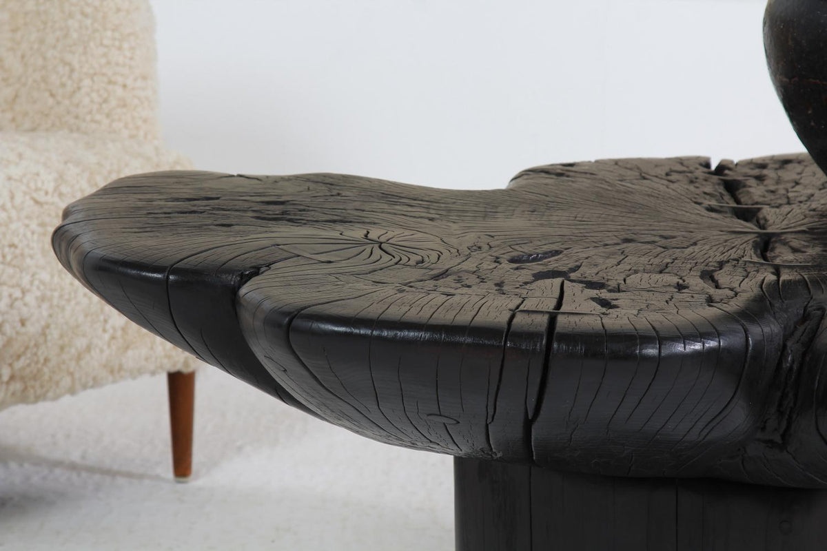 IMPRESSIVE FREE-FORM SCULPTURAL CRAFTSMAN  SUGI BAN BEECH PEBBLE COFFEE TABLE.PRICE ON REQUEST