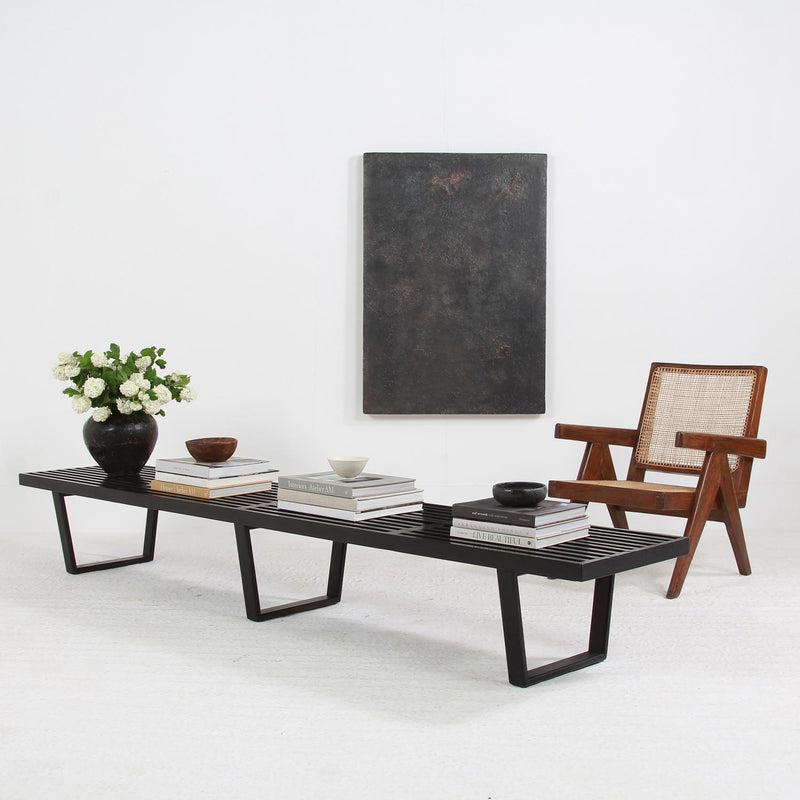 Impressive Original George Nelson Mid-Century Long Slatted Ebonised Bench
