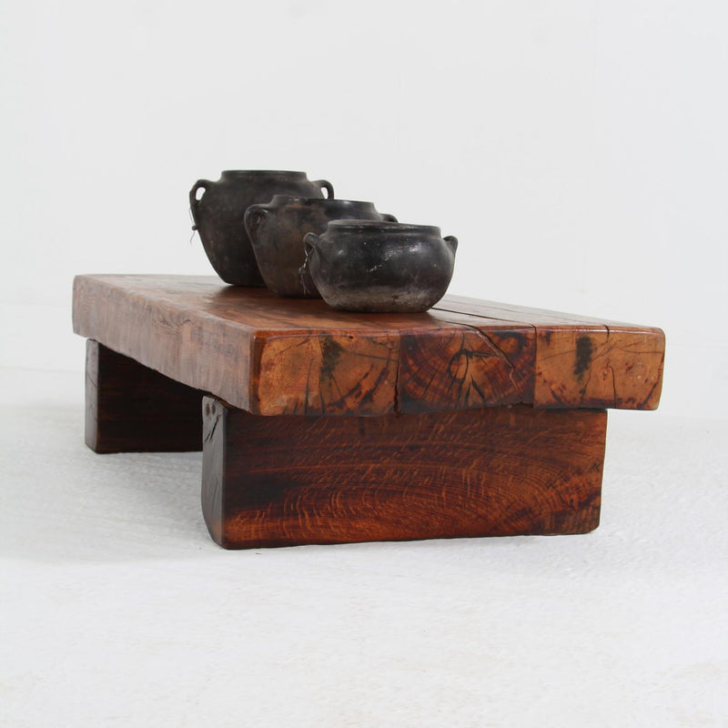 French Oak Mid-Century Modern Brutalist Rustic Coffee Table