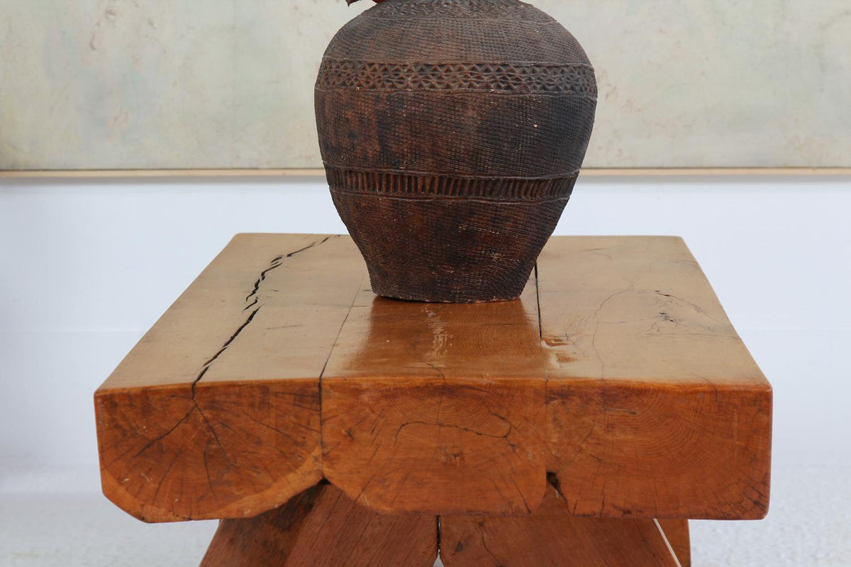 Stunning Oak Mid-Century Modern Rustic Brutalist Coffee Table