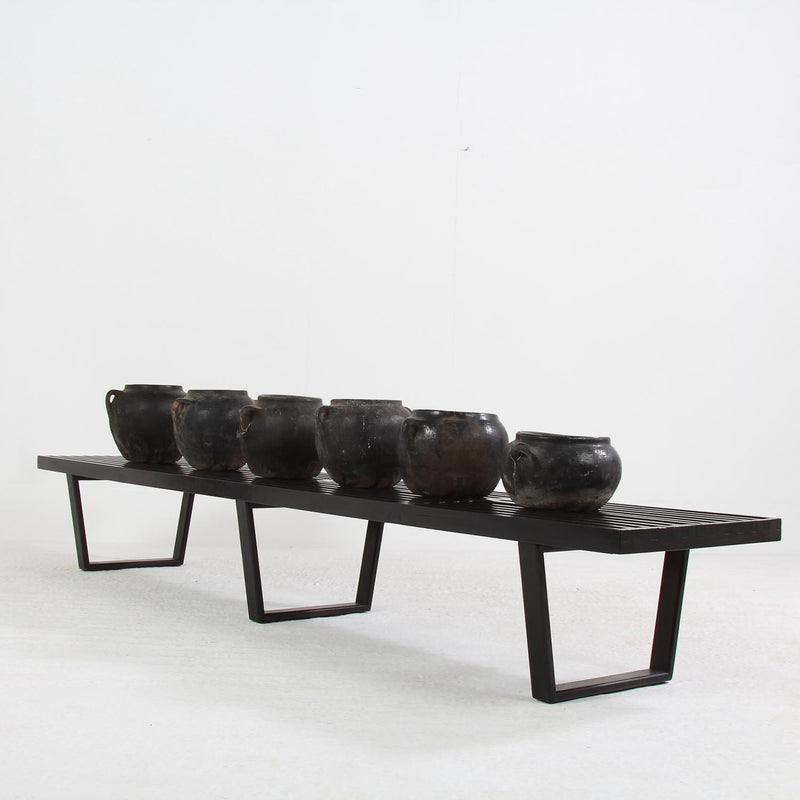 Set of Six Hand Thrown Mediterranean Black Burnished Ware Pottery Jars