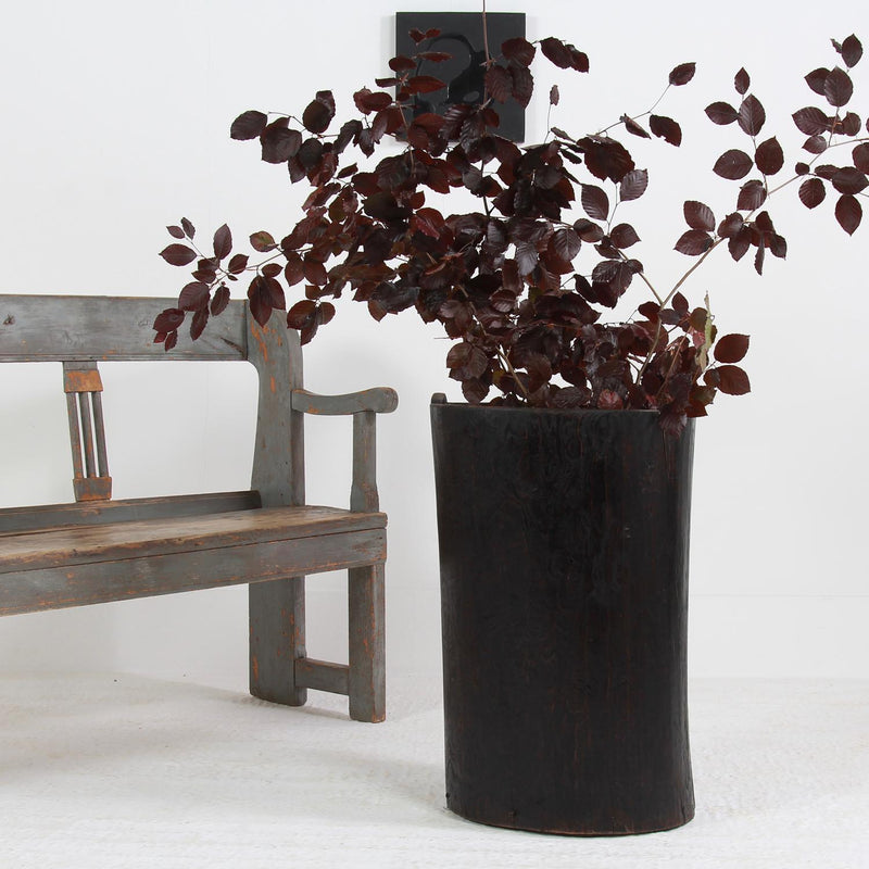 RUSTIC & SCULPTURAL JAPANESE WABI-SABI DUG-OUT TREE TRUNK BARREL