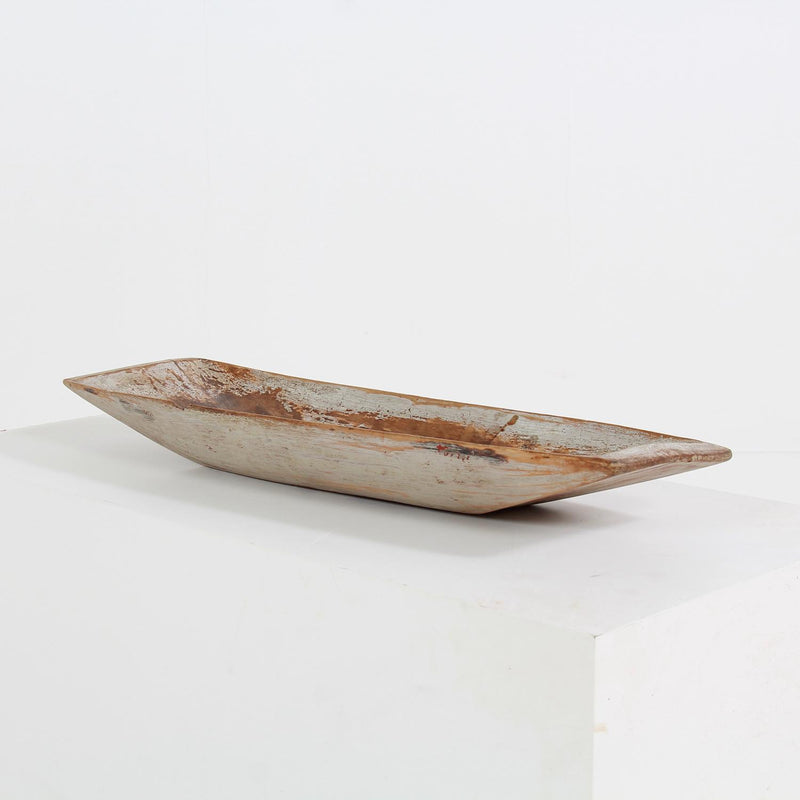 SUPERB SWEDISH MID  19THC FOLK ART SALTING TROUGH IN ORIGINAL WHITE PAINT