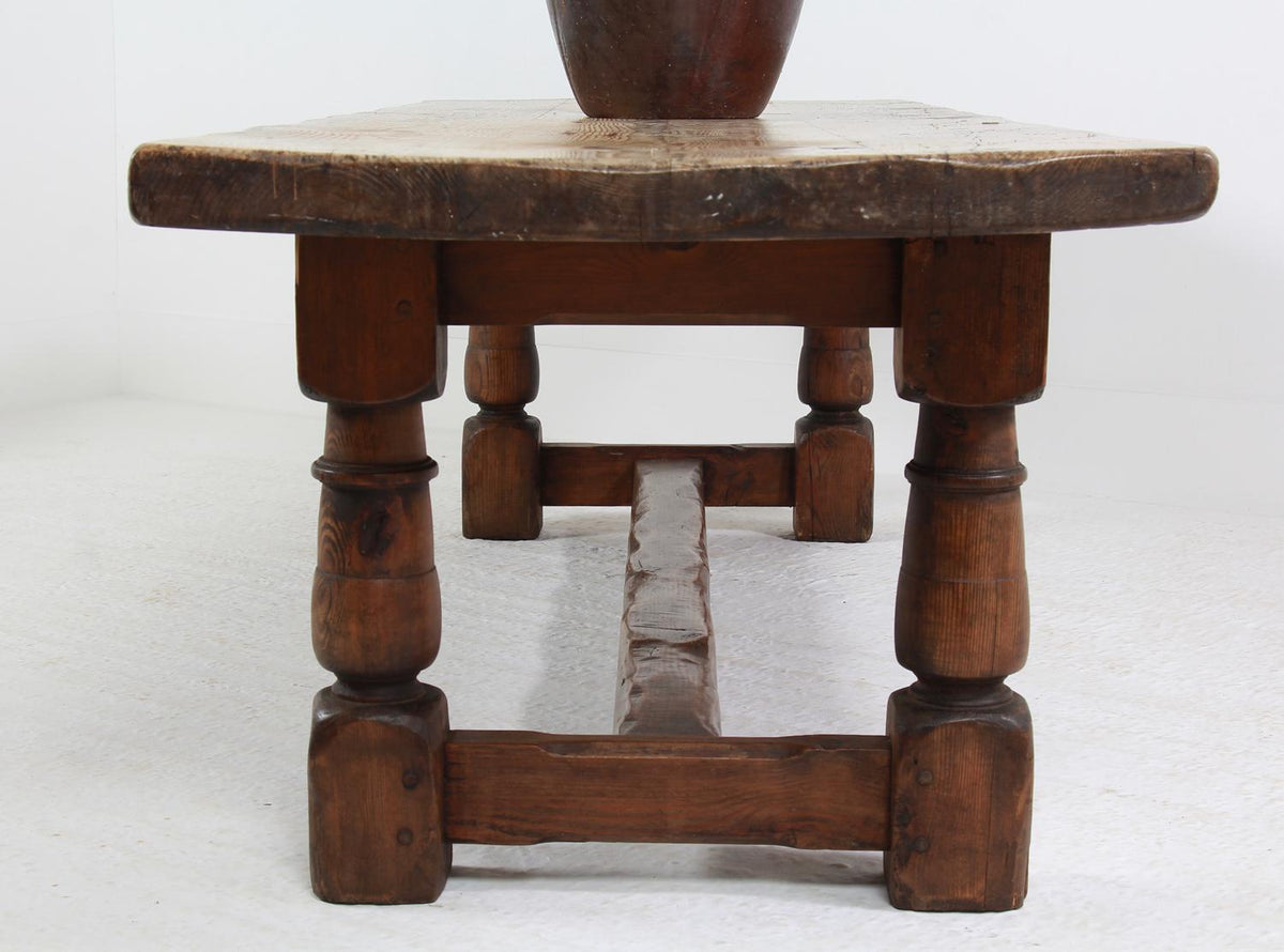 Swedish 19thC Country Pine Farmhouse Refectory Dining Table