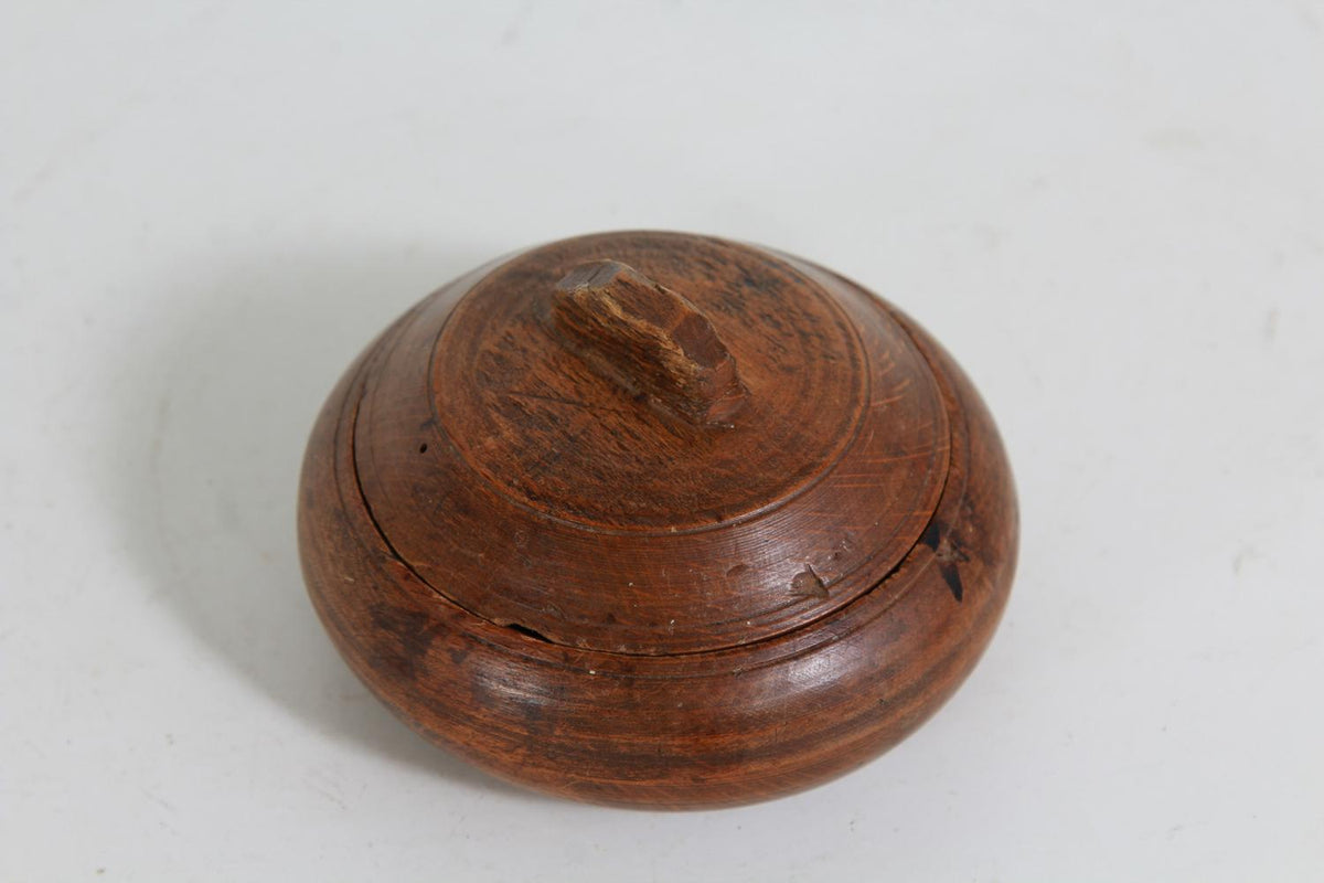 Antique  19th Century Swedish Poplar Wood Lidded Spice Pot