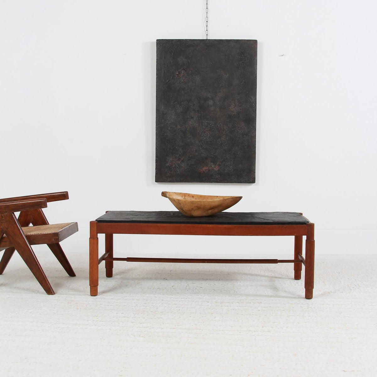 Stylish Mid Century Danish Oak  Coffee Table With Stunning Black Slate Top