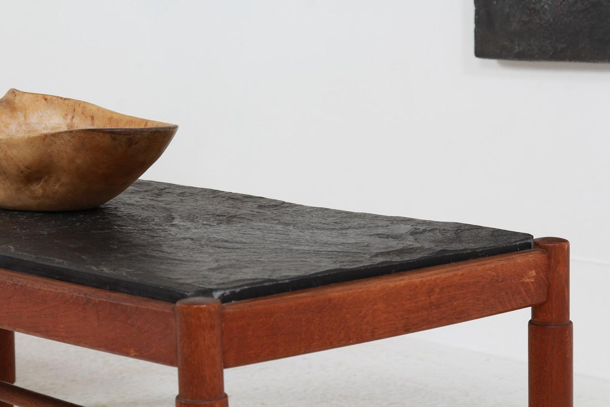 Stylish Mid Century Danish Oak  Coffee Table With Stunning Black Slate Top