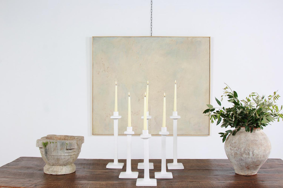 Beautifully Handmade Sculptured White Plaster CANDLESTICKS EXCLUSIVE TO A&K