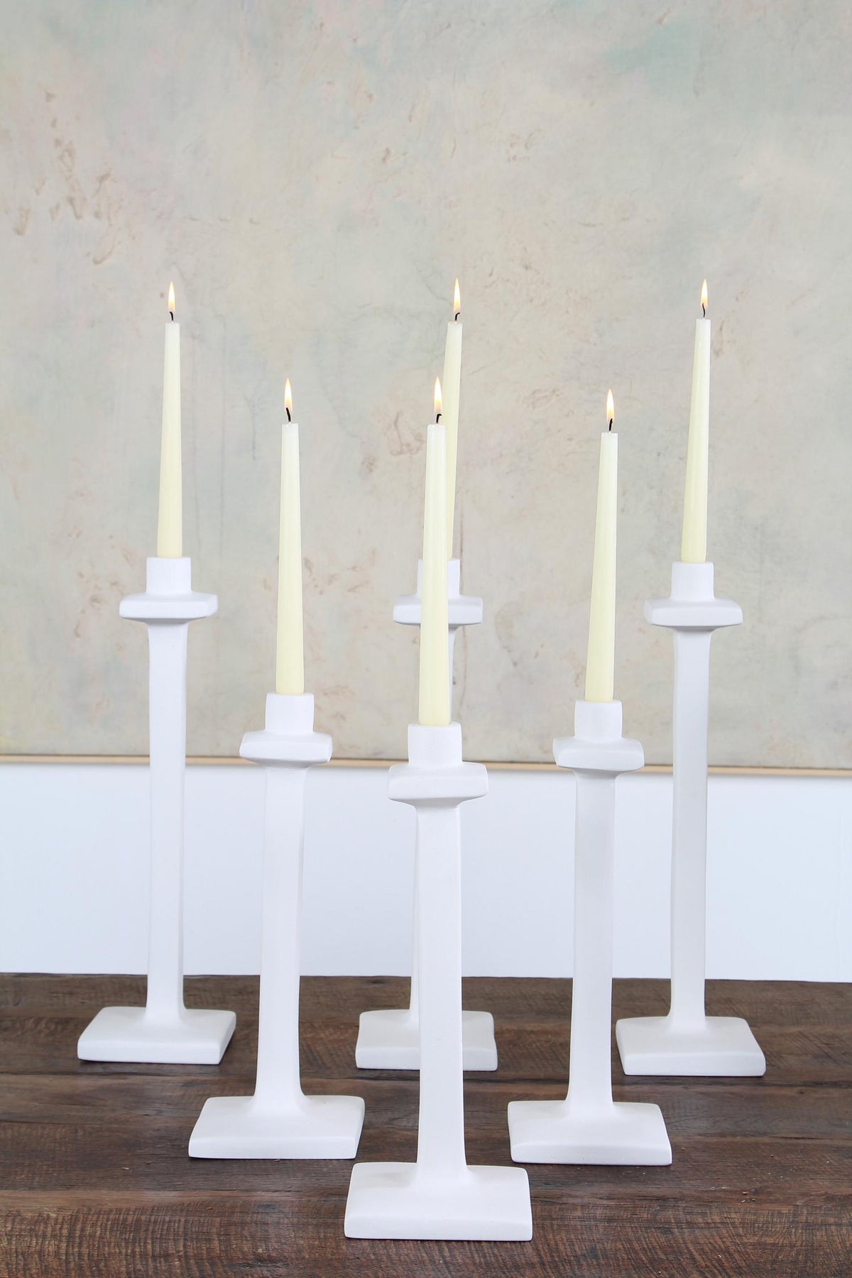 Beautifully Handmade Sculptured White Plaster CANDLESTICKS EXCLUSIVE TO A&K