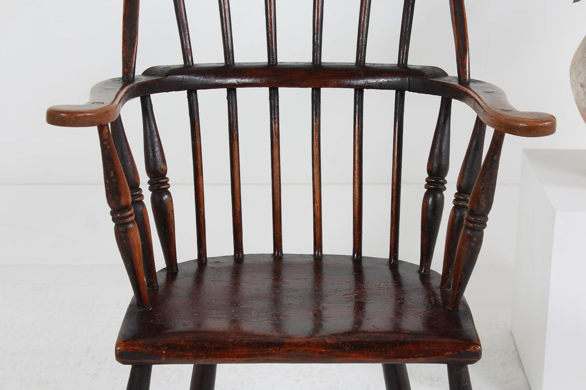 EARLY ORIGINAL English 19TH CENTURY HOOP BACK WEST COUNTRY WINDSOR ARMCHAIR