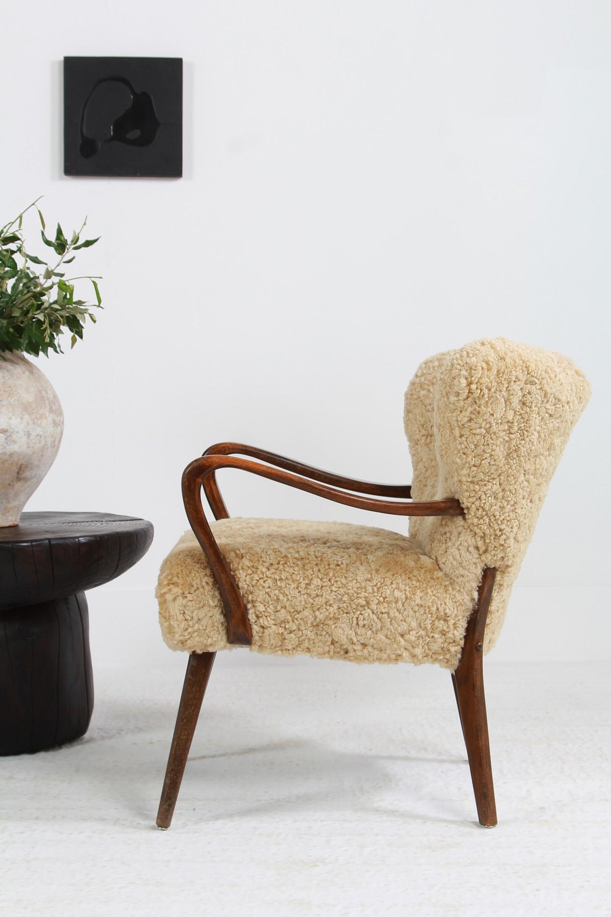 Wonderful Pair of Danish  Modern Lounge Chairs in Honey Coloured Sheepskin