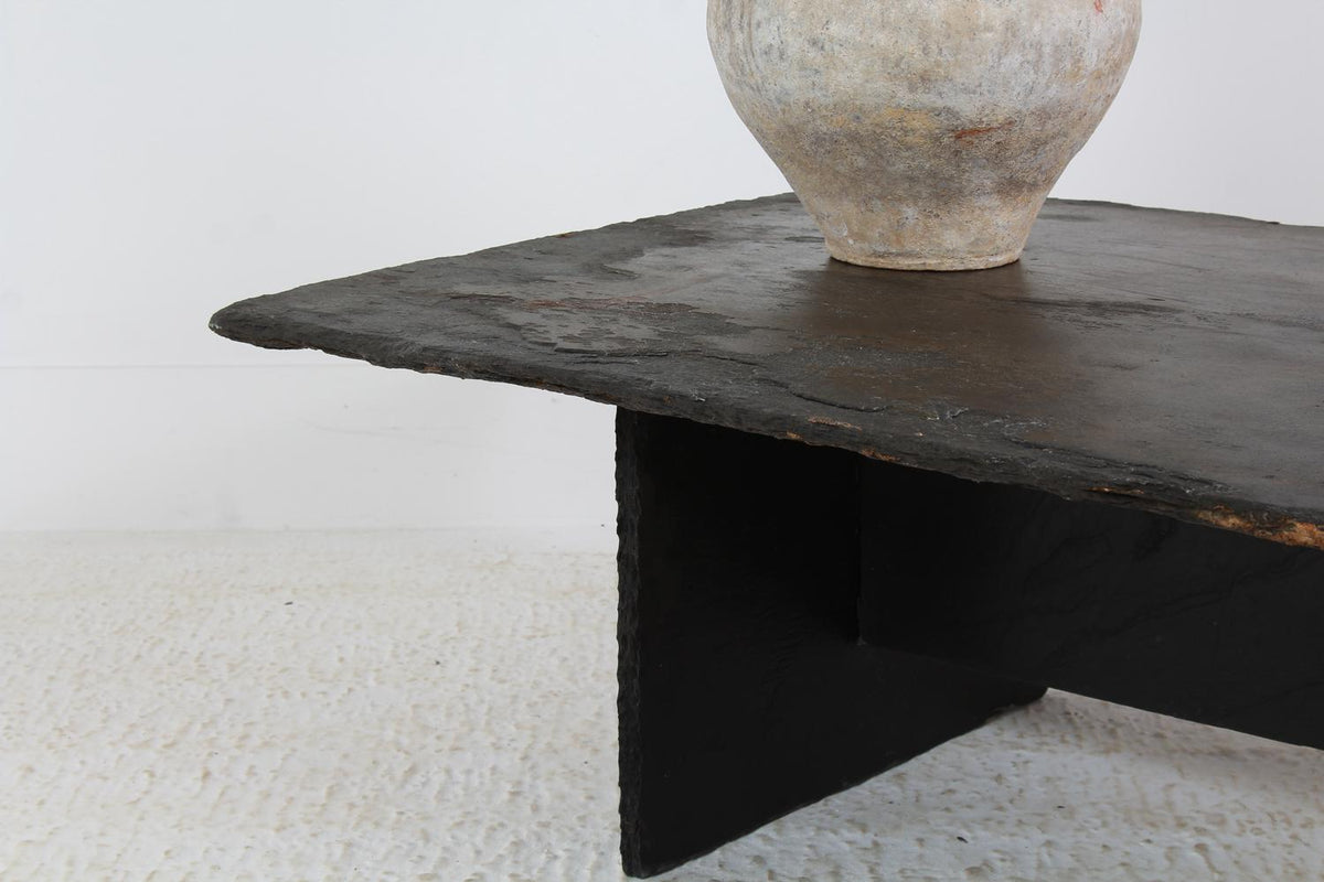 Stunning Unique  Black  Slate Sculptured Oblong Coffee Table
