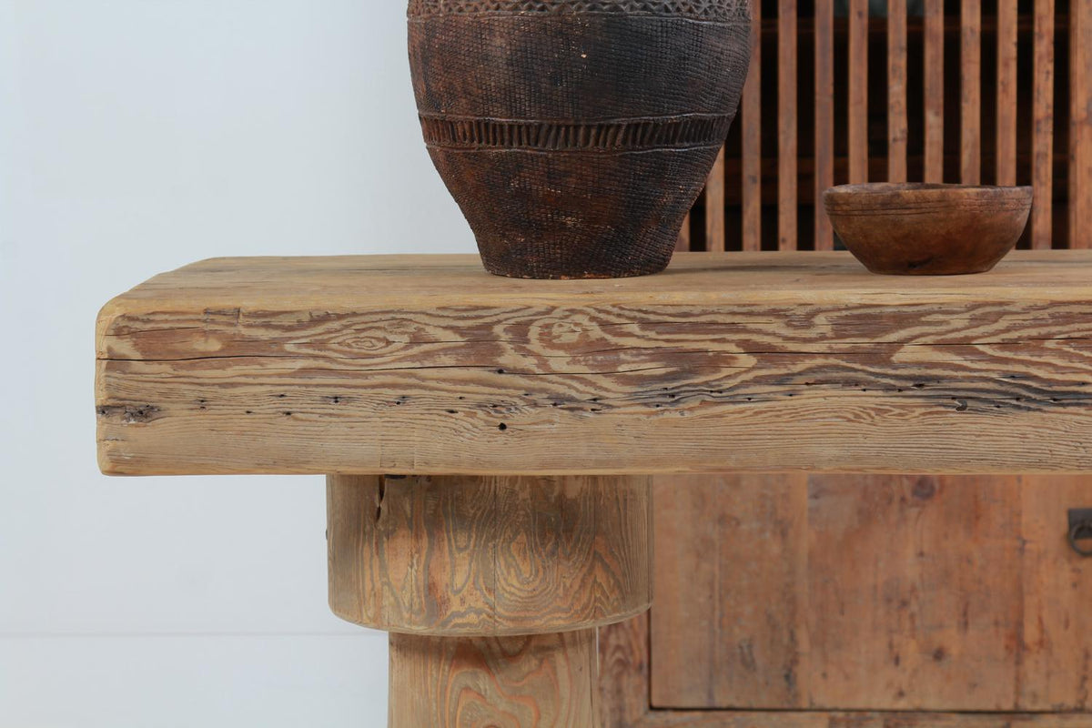 Wonderful  Huge SCULPTURAL Primitive Console Table