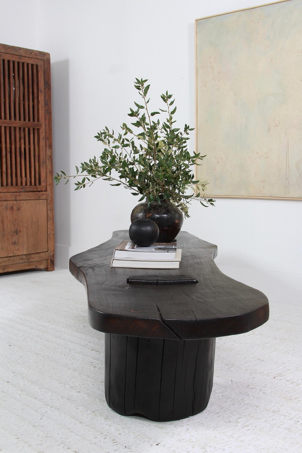 EXCEPTIONAL ARTISAN  JAPANESE  INSPIRED BURNT WOOD  BEECH COFFEE TABLE. PLEASE ENQUIRE