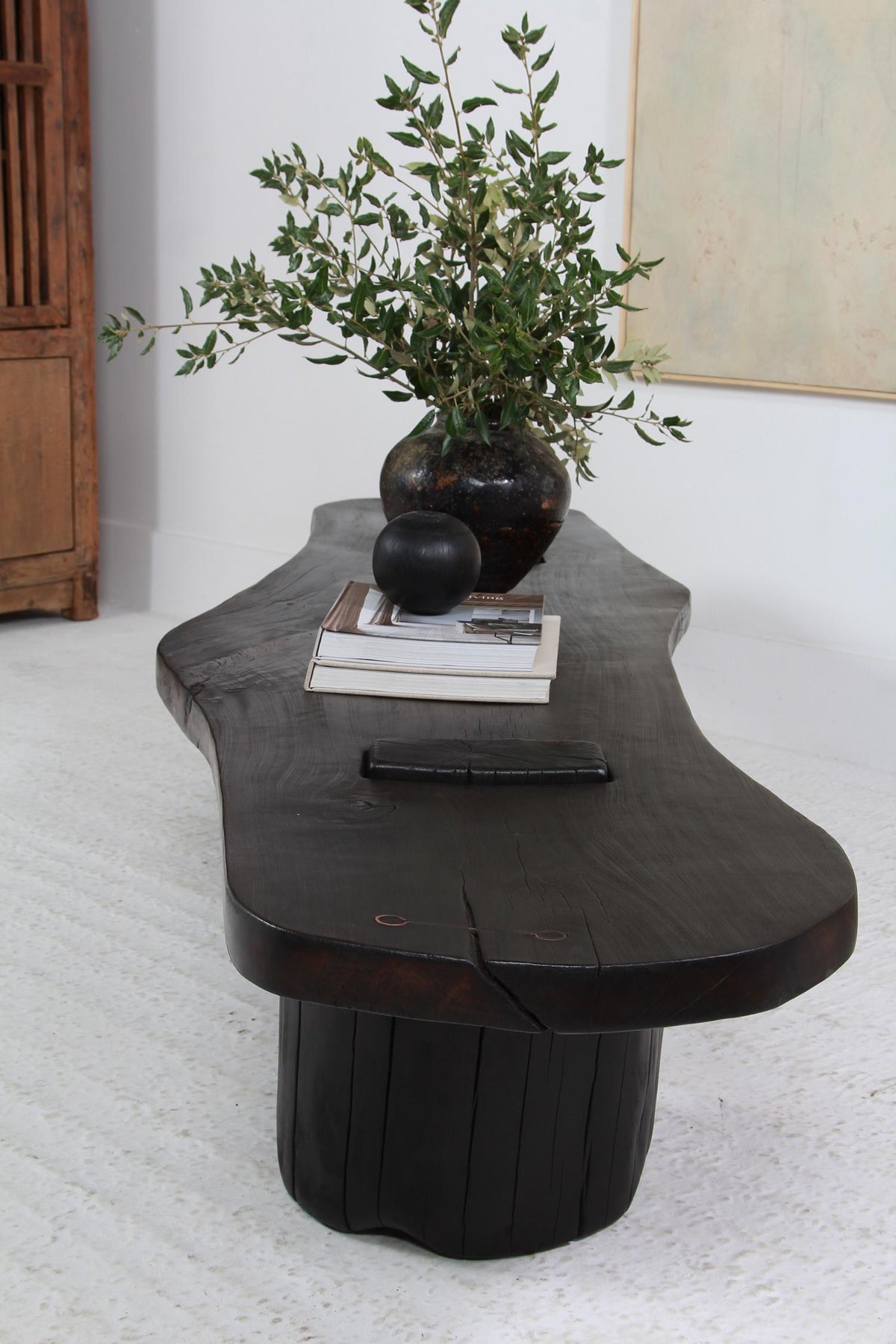 EXCEPTIONAL ARTISAN  JAPANESE  INSPIRED BURNT WOOD  BEECH COFFEE TABLE. PLEASE ENQUIRE