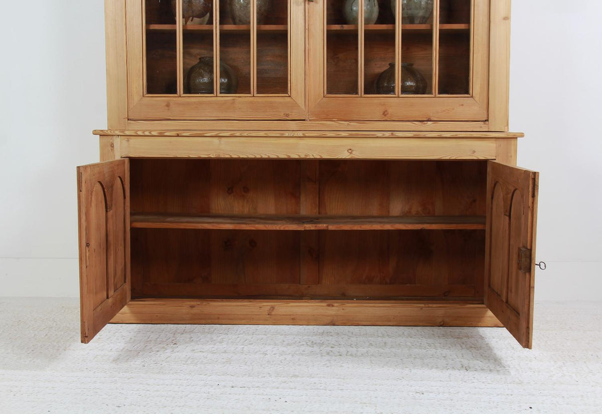 Grand Scale Late 19thC Swedish Glazed Pine Cabinet