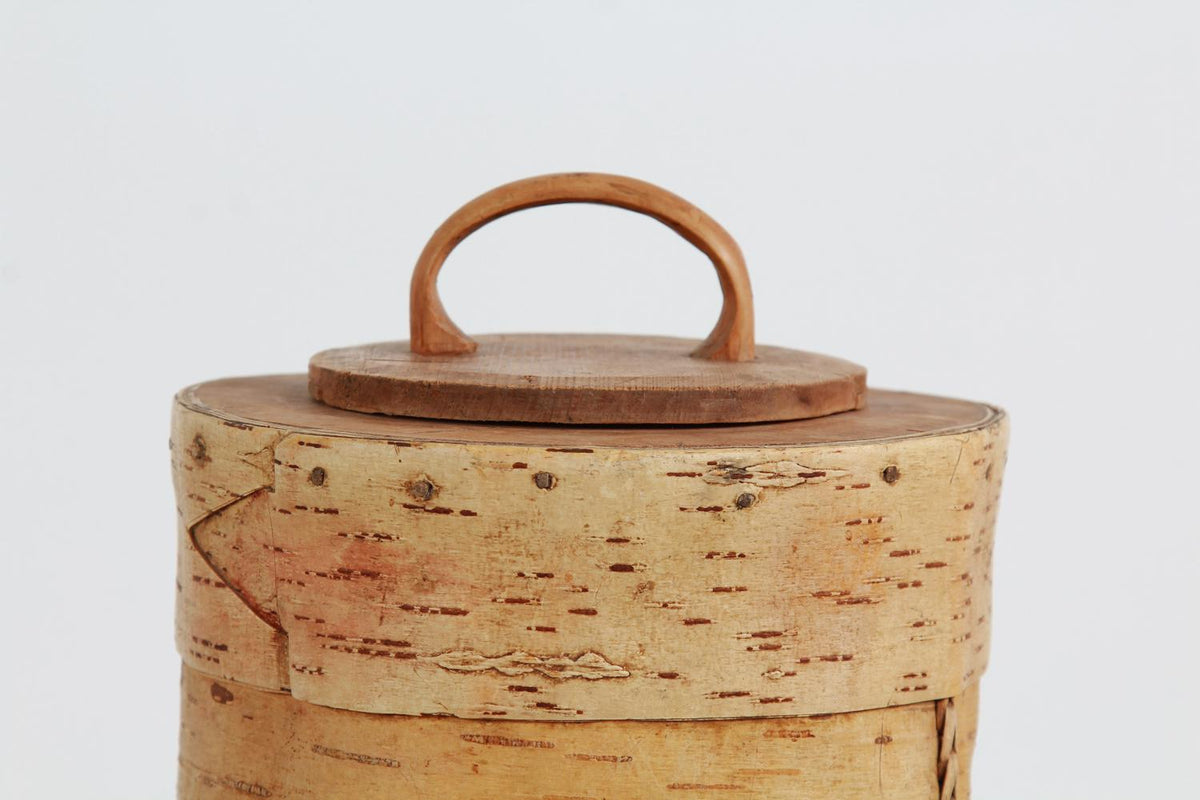 Antique Scandinavian  19th Century Folk Art Birch Bark Container