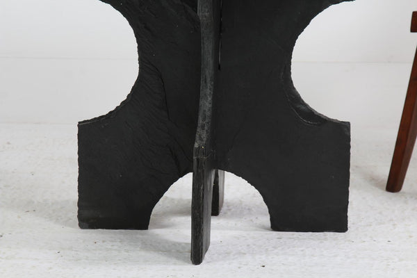 ARTISAN BLACK RIVEN SLATE SCULPTURED PEDESTAL /CENTRE TABLE – Anton & K