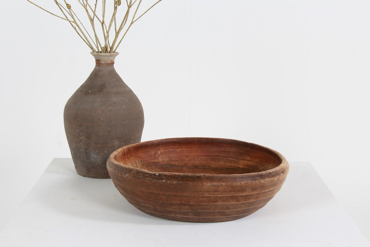 Beautiful Dark Wooden Turned Swedish 19thC Folk Art Root Bowl