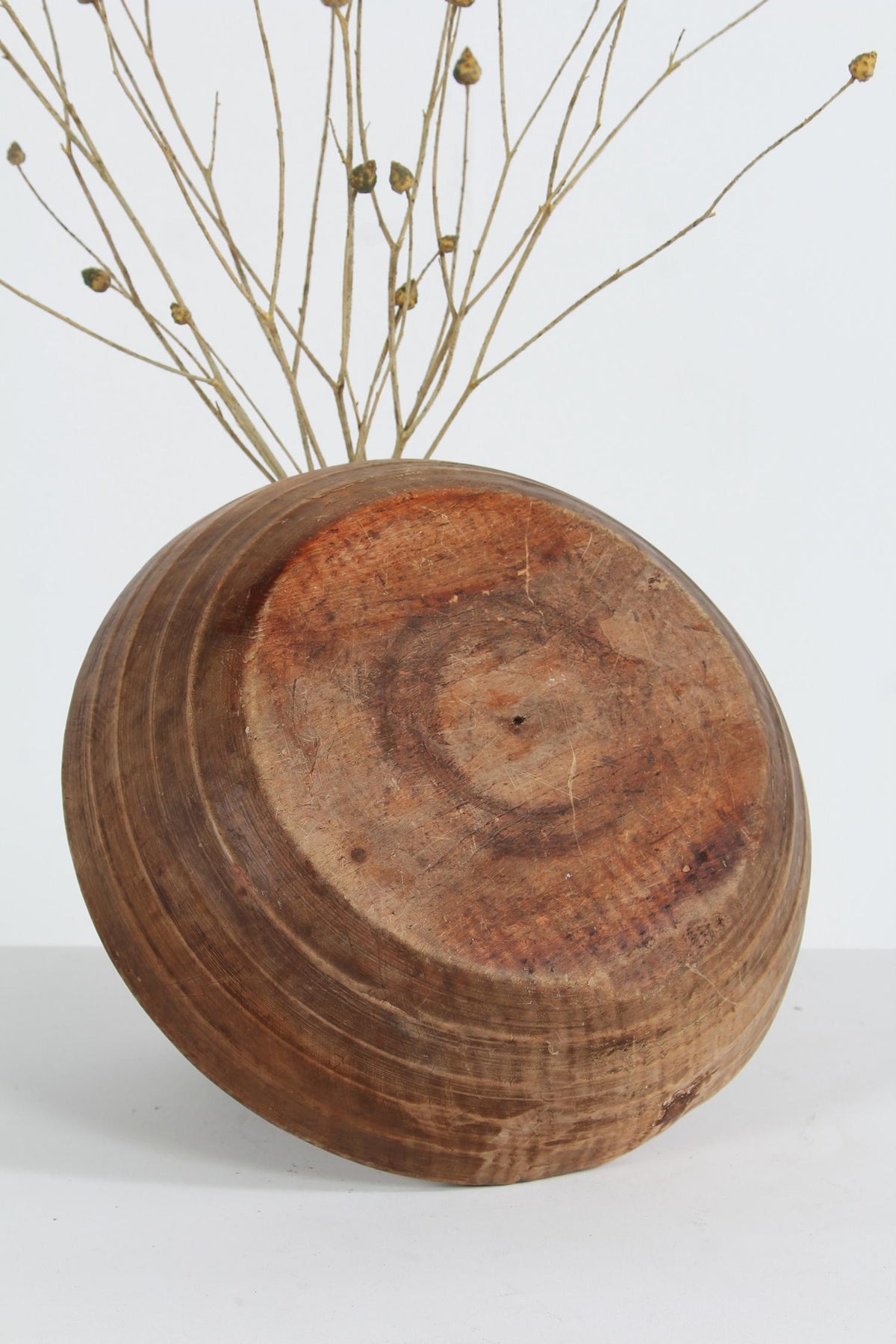 Beautiful Dark Wooden Turned Swedish 19thC Folk Art Root Bowl