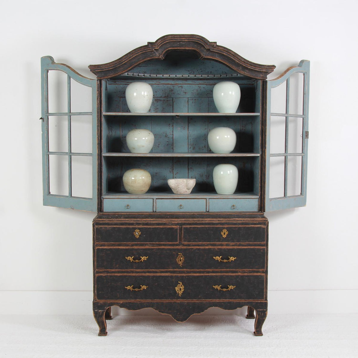 Striking Period Swedish 18thC Rococo Glazed Cabinet