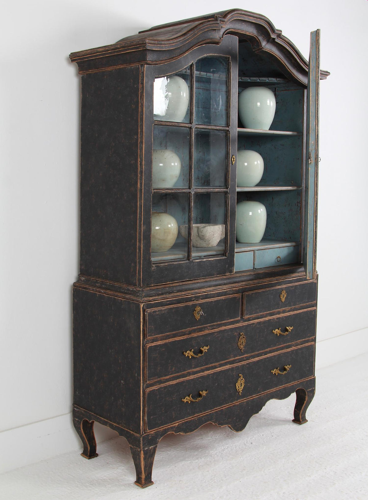 Striking Period Swedish 18thC Rococo Glazed Cabinet