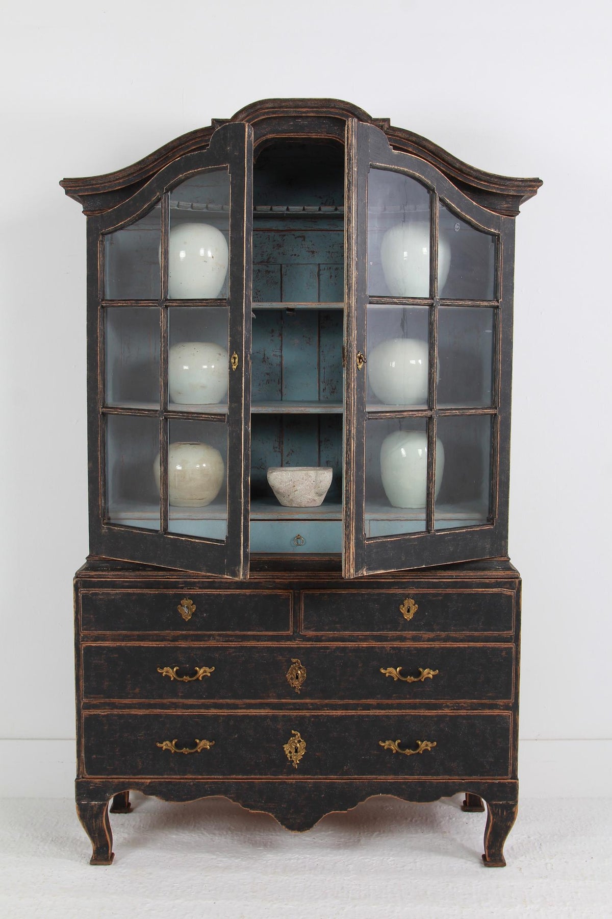 Striking Period Swedish 18thC Rococo Glazed Cabinet