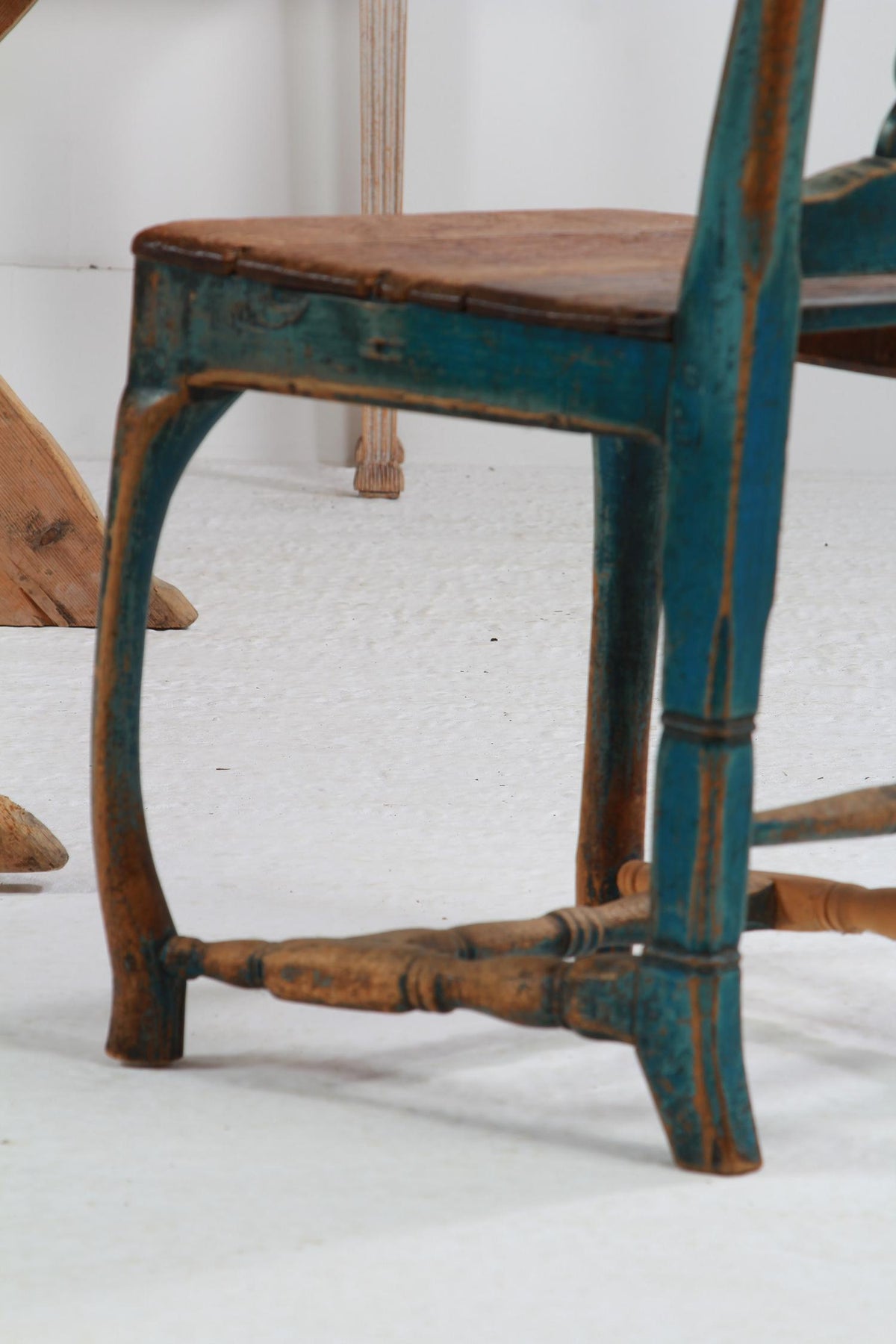 Swedish 18th Century Rococo Side Chair in Original Blue Patina