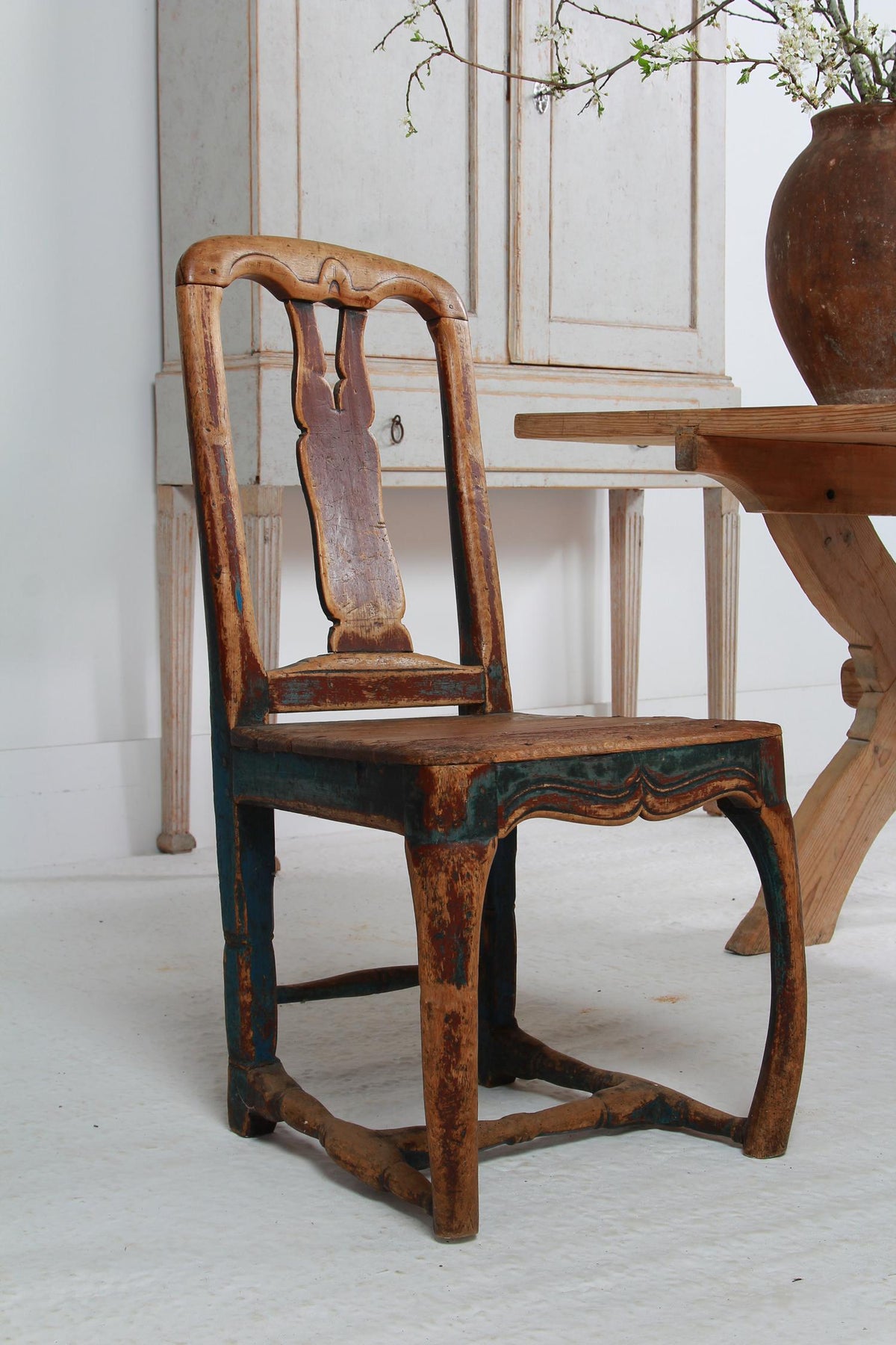 Charming Period Swedish 18th Century Rococo Side Chair in Original Patina