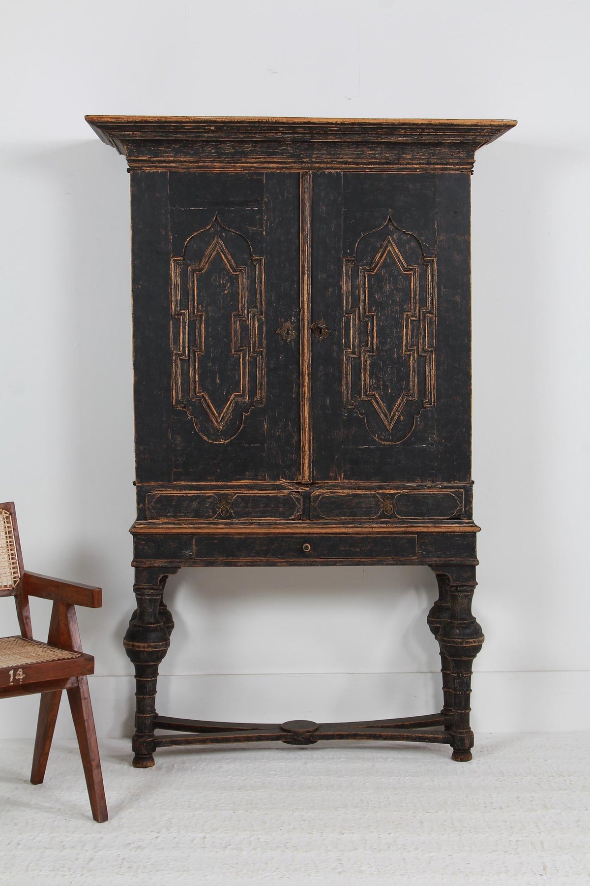 Exceptional Swedish 18thC Baroque Cabinet on Stand